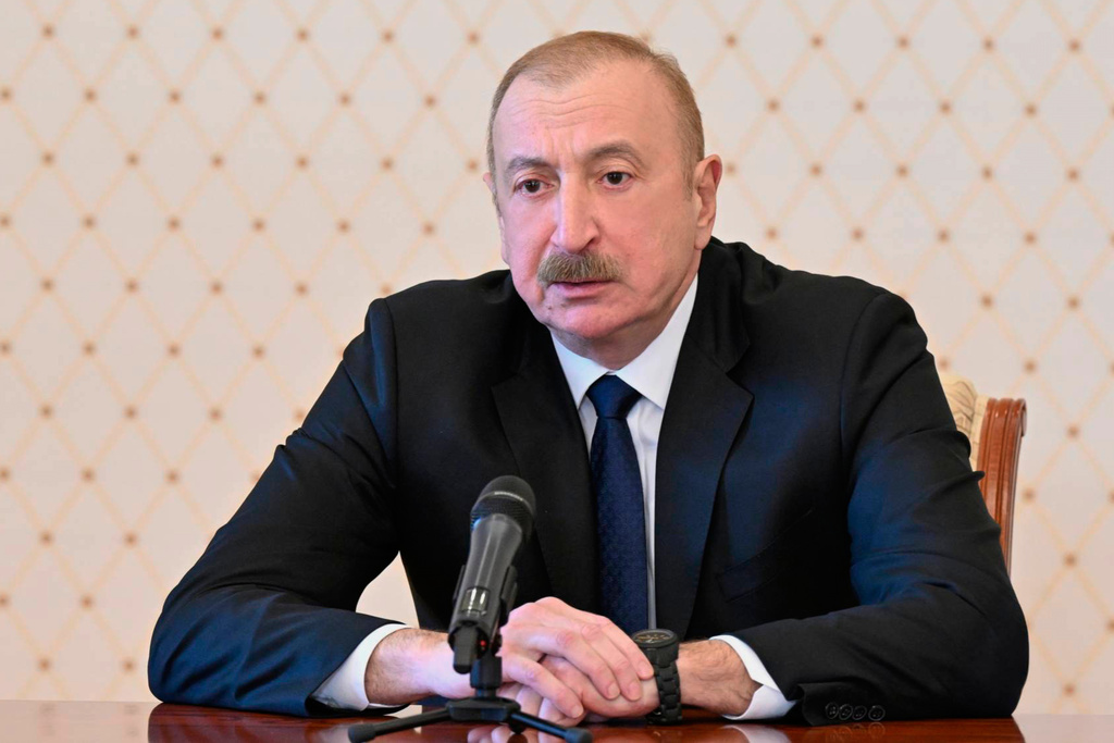 In this photo provided by Azerbaijan's Presidential Press Service, Azebaijan's President Ilham Aliyev chairs a Security Council meeting in Baku, Azerbaijan, Thursday, March 5, 2026. (Azerbaijan's Presidential Press Service via AP)