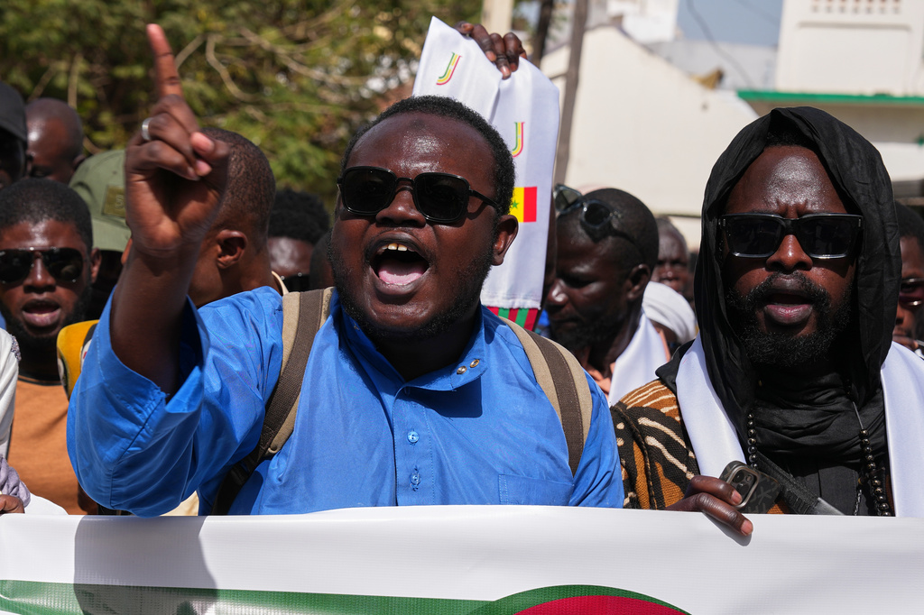 FILE - Protesters demonstration against homosexuality in Dakar, Senegal, March 6, 2026. (AP Photo/Misper Apawu, file)