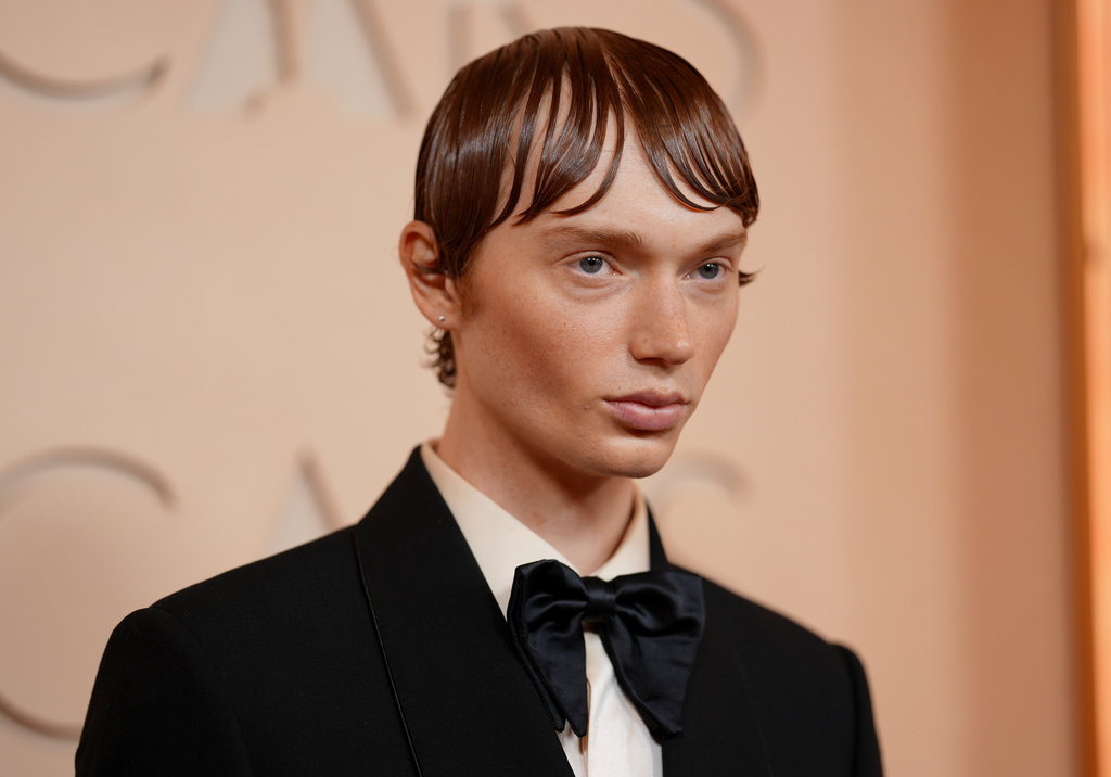 Calum Harper arrives at the Oscars on Sunday, March 15, 2026, at the Dolby Theatre in Los Angeles. (Photo by Richard Shotwell/Invision/AP)