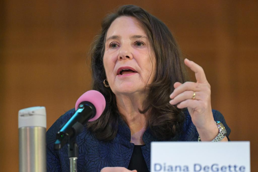 Diana DeGette participates in a League of Women Voters Congressional District 1 candidate forum at Montview Presbyterian Church on May 28, 2026, in Denver. (RJ Sangosti/The Denver Post via AP)