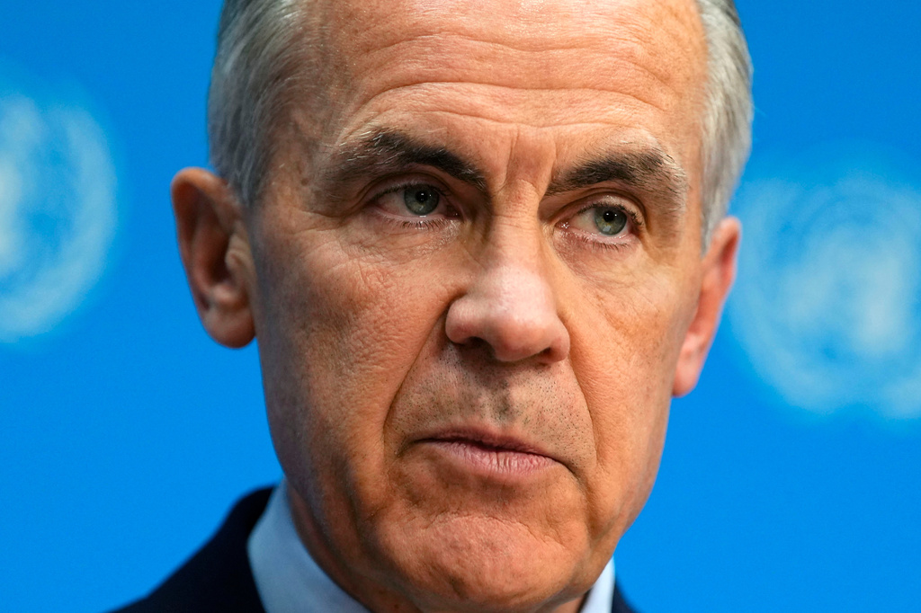 Canada Prime Minister Mark Carney speaks during a media availability at the United Nations General Assembly (UNGA) at the UN headquarters, Tuesday, Sept. 22, 2026. (Justin Tang/The Canadian Press via AP)