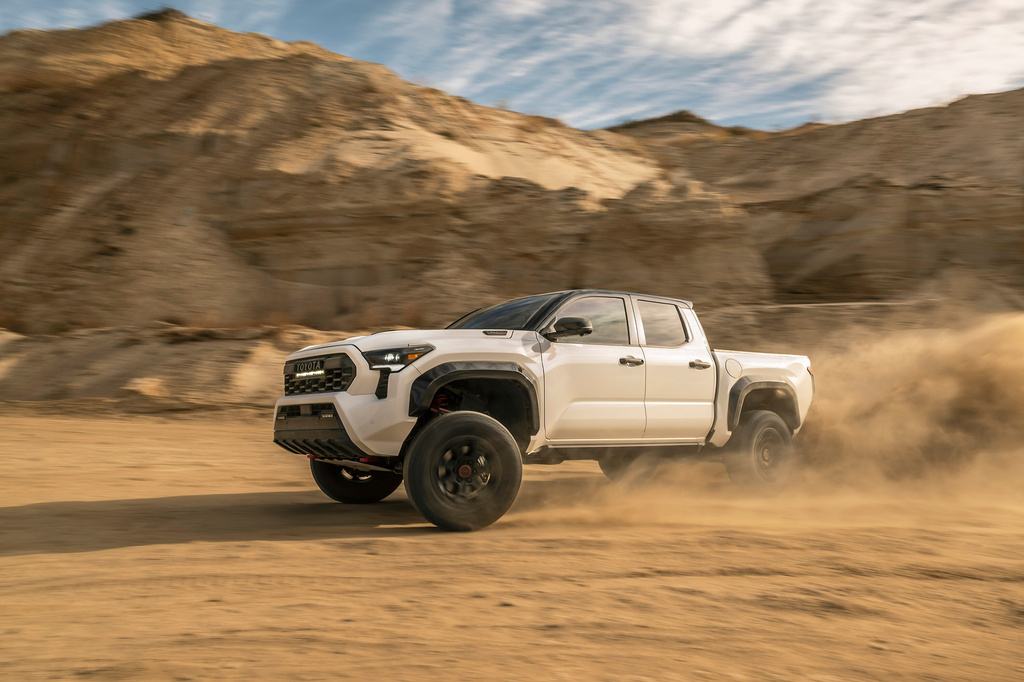 This photo provided by Toyota shows the Tacoma TRD Pro pickup. The Tacoma TRD Pro is impressively capable off-road thanks to its specialized suspension, big tires and more. (Courtesy of Toyota Motor Sales U.S.A. via AP)