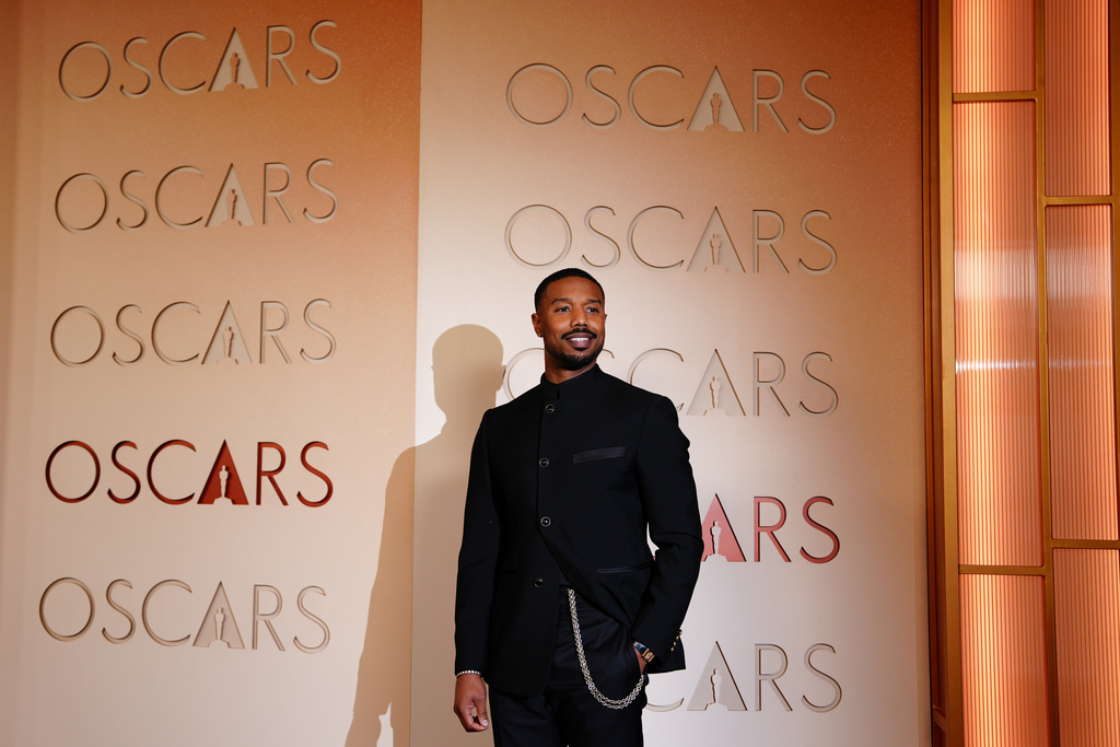 Michael B. Jordan arrives at the Oscars on Sunday, March 15, 2026, at the Dolby Theatre in Los Angeles. (Photo by Jordan Strauss/Invision/AP)