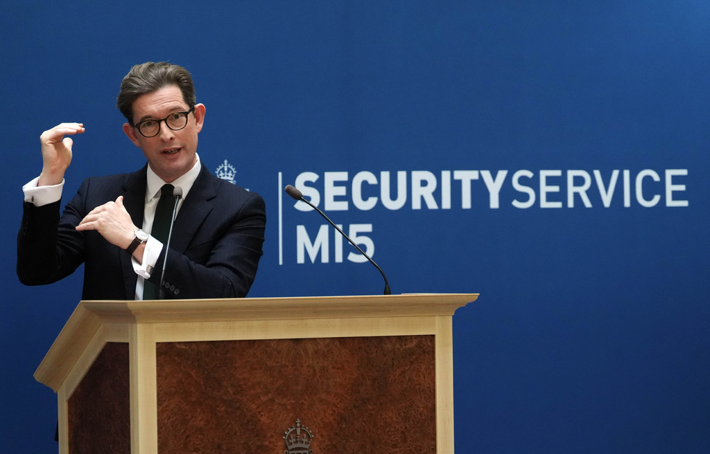 Director General of MI5 Ken McCallum speaks at Thames House, the headquarters of the UK's Security Service in London, Tuesday Oct. 13, 2026. (Jonathan Brady/PA via AP, Pool)