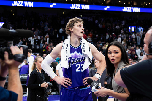 Utah Jazz forward Lauri Markkanen (23) is interviewed after an NBA basketball game, Monday, Oct. 27, 2025, in Salt Lake City. (AP Photo/Anna Fuder) Utah Jazz forward Lauri Markkanen (23) is interviewed after an NBA basketball game, Monday, Oct. 27, 2025, in Salt Lake City. (AP Photo/Anna Fuder)