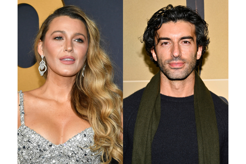 Blake Lively appears at the SNL50: The Anniversary Special at Rockefeller Plaza in New York on Feb. 16, 2025, left, and Justin Baldoni appears at a special screening of "The Boys in the Boat" in New York on Dec. 13, 2023. (Photos by Evan Agostini/Invision/AP)