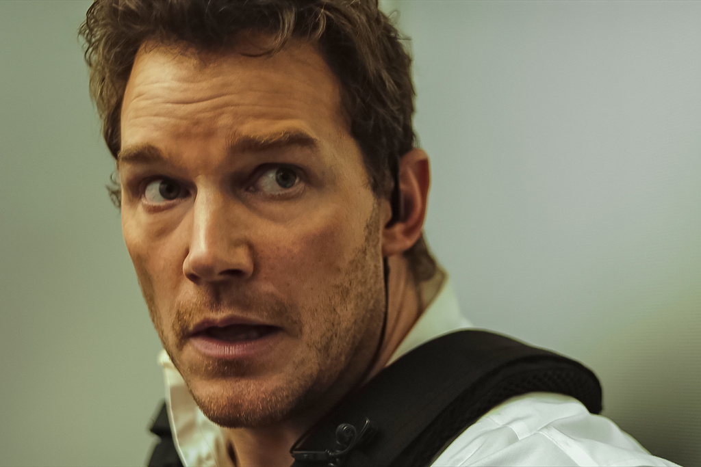This image released by Amazon MGM Studios shows Chris Pratt in a scene from "Mercy." (Amazon MGM Studios via AP)