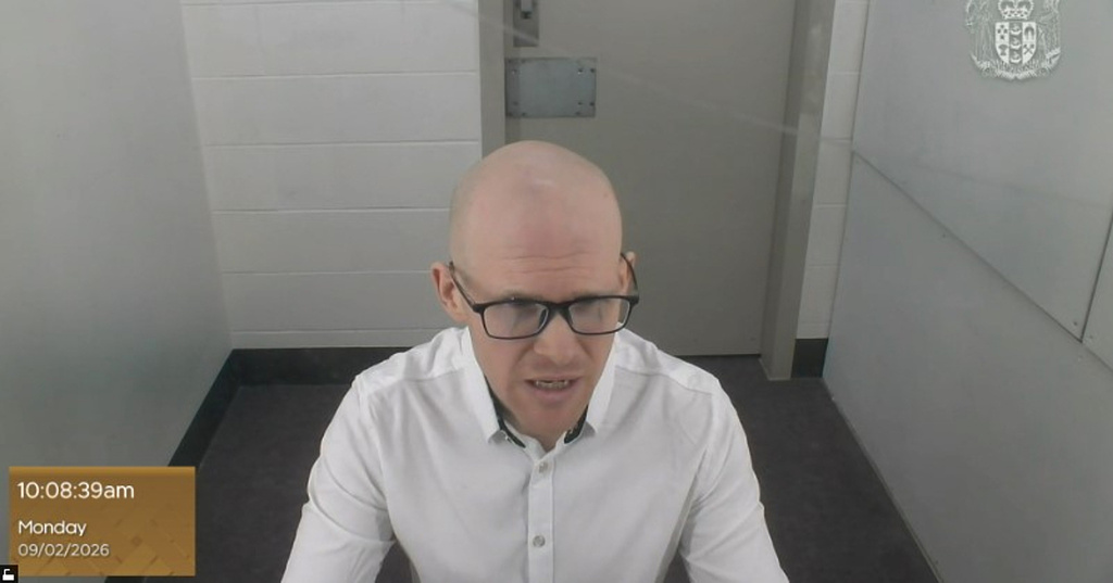 In this photo made from video and provided by the New Zealand Court of Appeal, Monday, Feb. 9, 2026, Brenton Tarrant appears before the court by video from Auckland Prison in Auckland. (New Zealand Court of Appeal via AP)