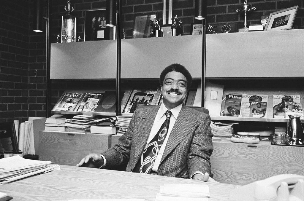 George E. Johnson Sr., who founded Johnson Products Company, is photographed at his company on the South Side of Chicago, Jan. 8, 1973. (Chicago Sun-Times via AP)