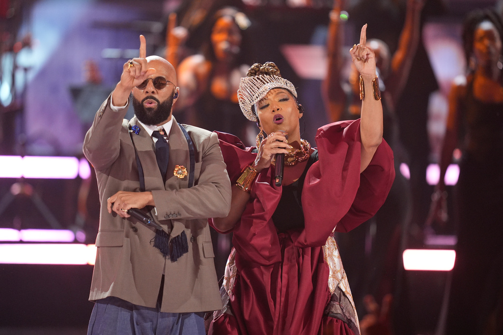 Common, left, and Queen Latifah perform during the BET Awards on Sunday, June 28, 2026, at the Peacock Theater in Los Angeles. (AP Photo/John Locher)