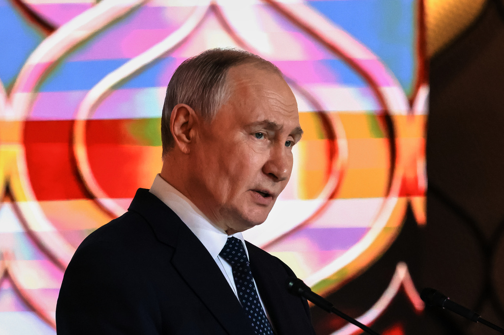 Russian President Vladimir Putin delivers his speech during a gala dinner on the sidelines of the Russia-ASEAN summit in Kazan, Russia, Wednesday, June 17, 2026.(Mikhail Metzel, Sputnik, Kremlin Pool Photo via AP)