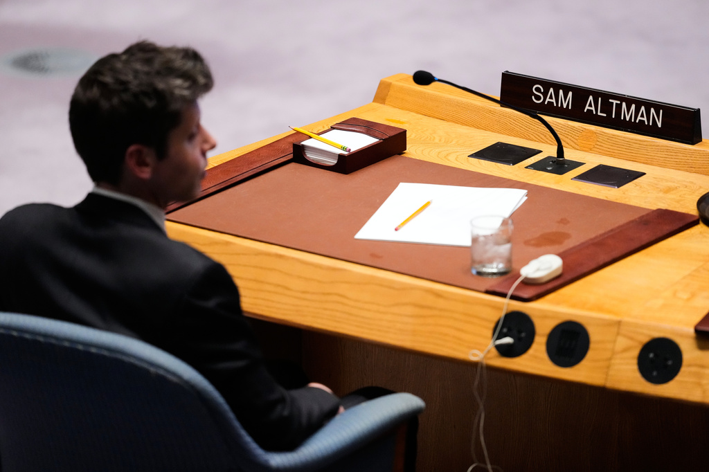 Sam Altman, CEO of OpenAI, listens during a Security Council meeting on artificial intelligence at the 81st session of the United Nations General Assembly at United Nations headquarters, Wednesday, Sept. 23, 2026. (AP Photo/Yuki Iwamura)