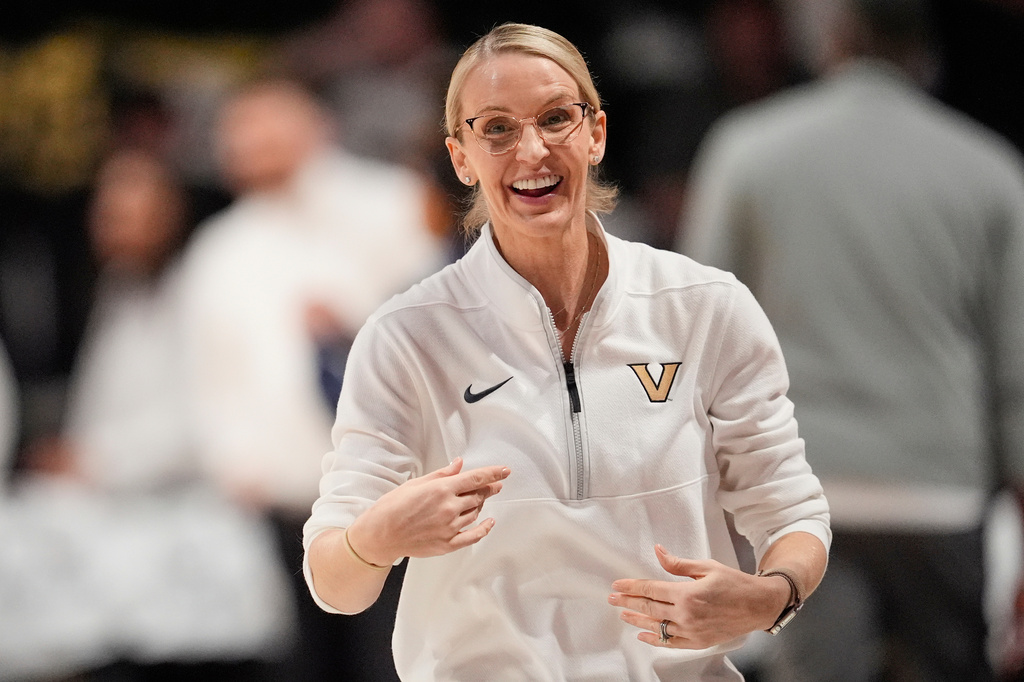 FILE - Vanderbilt head coach Shea Ralph smiles during the first half of an NCAA college basketball game Thursday, Jan. 22, 2026, in Nashville, Tenn. (AP Photo/George Walker IV, File)