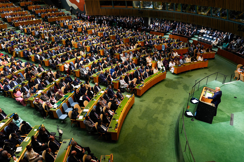 President Donald Trump addresses the 80th session of the United Nations General Assembly, Tuesday, Sept. 23, 2025, at U.N. headquarters. (AP Photo/Yuki Iwamura)