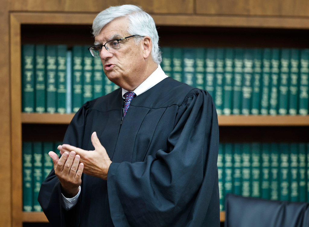 Judge William Sullivan tells the jury they will have the case to decide a verdict as soon as Thursday afternoon during the Lindsay Clancy murder trial at Plymouth Superior Court in Plymouth, Mass. on Wednesday, August 26, 2026. (Greg Derr/The Patriot Ledger via AP, Pool)