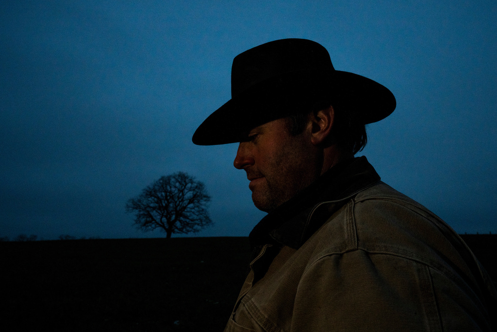 Josh Pyles poses for a portrait on a farm he leases from the family of Kentucky writer Wendell Berry in Henry County, Ky., Saturday, Dec. 13, 2025. (AP Photo/Michael Swensen)