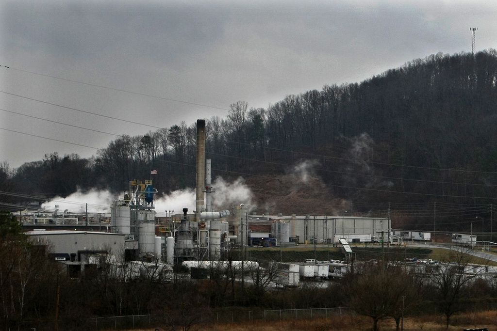 FILE - Shaw Industries plant 81 on Springdale Road sits nestled amidst the scenic foothills of the mountains in Dalton, Ga. Wednesday, Feb. 11, 2009. (Curtis Compton/Atlanta Journal-Constitution via AP, File)