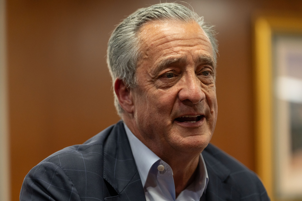 Postmaster General David Steiner speaks during an interview with The Associated Press at the United States Postal Service headquarters, Thursday, Sept. 17, 2026, in Washington. (AP Photo/Mark Schiefelbein)