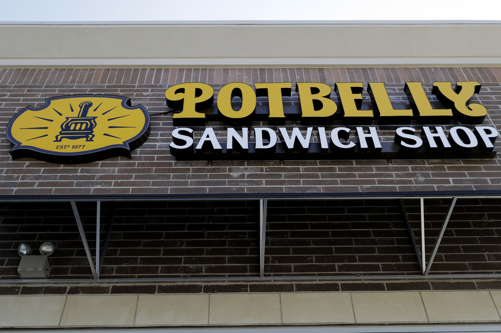 FILE - The entrance to Potbelly sandwich store seen in Mount Prospect, Ill., on May 13, 2020. (AP Photo/Nam Y. Huh, File)