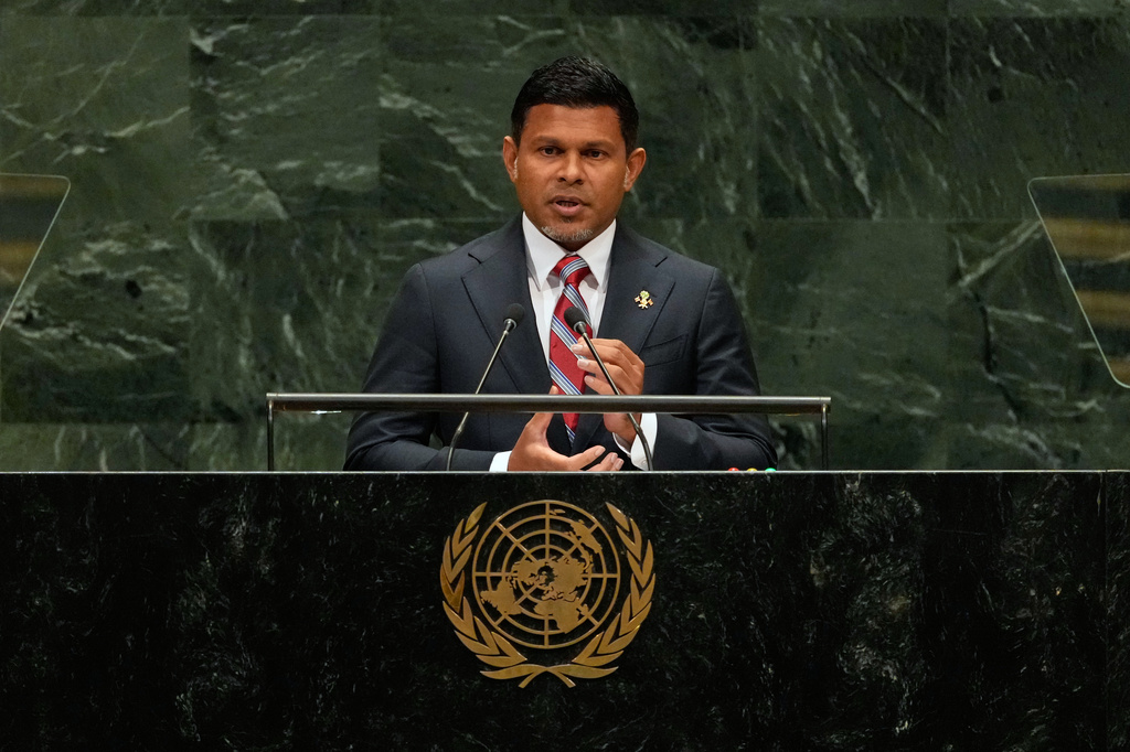 Maldives' Vice President Hussain Mohamed Latheef speaks during the 81st session of the United Nations General Assembly at United Nations headquarters, Friday, Sept. 25, 2026. (AP Photo/Seth Wenig)