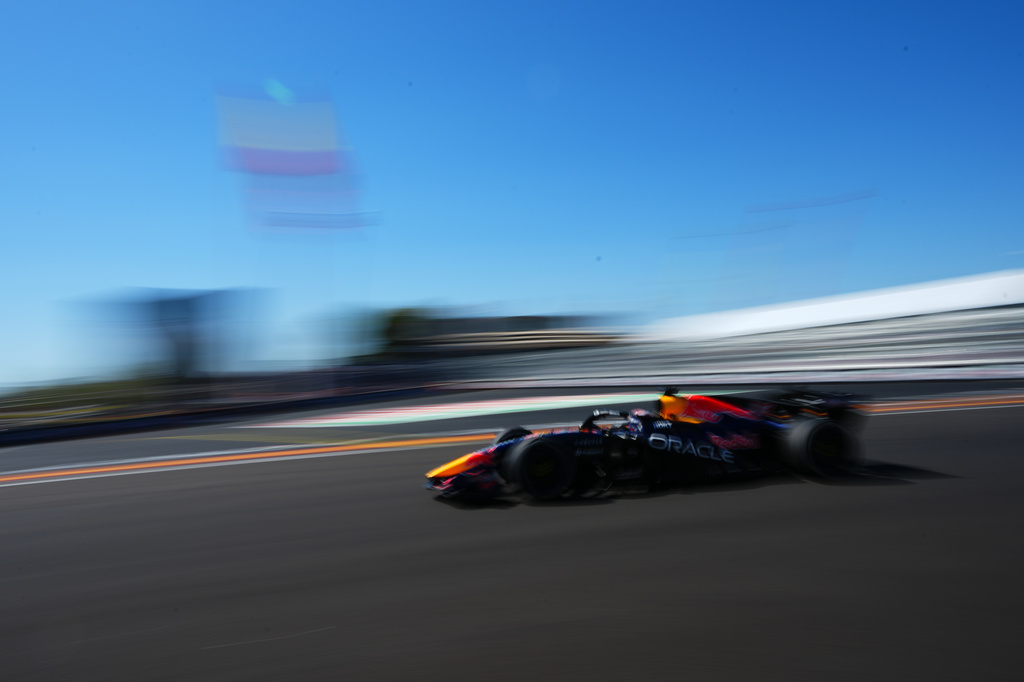 Red Bull driver Max Verstappen of the Netherlands steers his car during the Spanish Formula One Grand Prix race in Madrid, Sunday, Sept. 13, 2026. (AP Photo/Manu Fernandez)