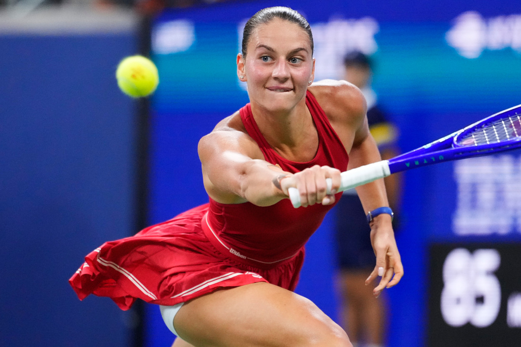 Marta Kostyuk, of Ukraine, returns the ball to Sloane Stephens, of the United States, during the second round of the U.S. Open tennis championships Wednesday, Sept. 2, 2026, in New York. (AP Photo/Yuki Iwamura)