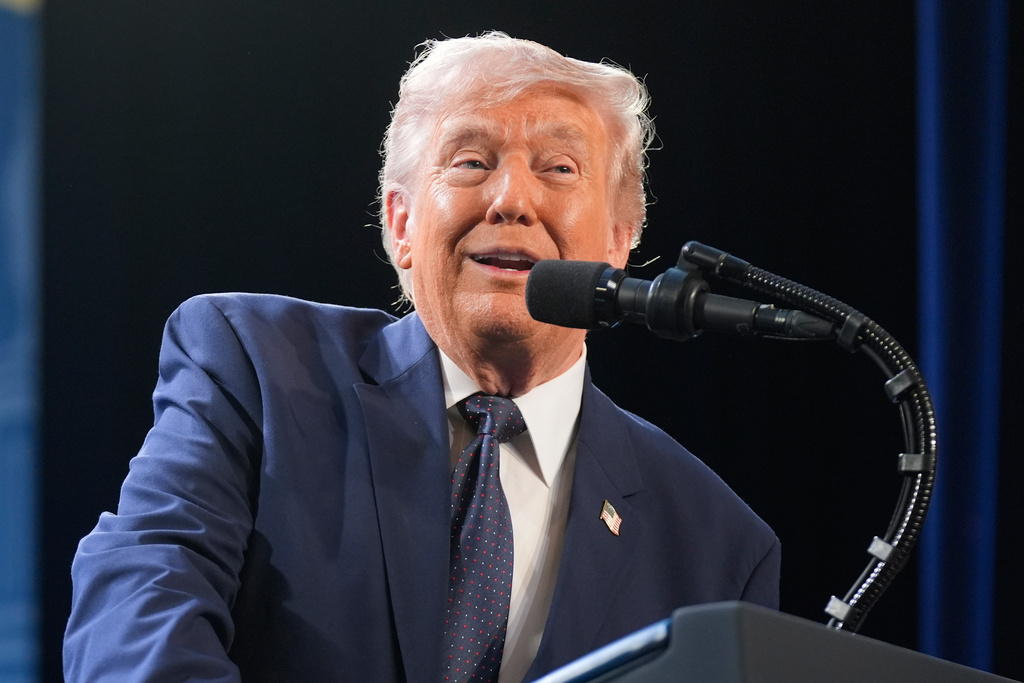 President Donald Trump speaks at the Republican Members Issues Conference, Monday, March 9, 2026, at Trump National Doral Miami in Doral, Fla. (AP Photo/Mark Schiefelbein)