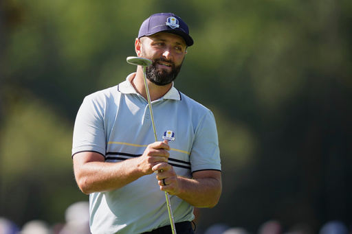 Europe's Jon Rahm reacts after missing a putt on the ninth hole at Bethpage Black golf course during the Ryder Cup golf tournament, Friday, Sept. 26, 2025, in Farmingdale, N.Y. (AP Photo/Matt Slocum) Europe's Jon Rahm reacts after missing a putt on the ninth hole at Bethpage Black golf course during the Ryder Cup golf tournament, Friday, Sept. 26, 2025, in Farmingdale, N.Y. (AP Photo/Matt Slocum)