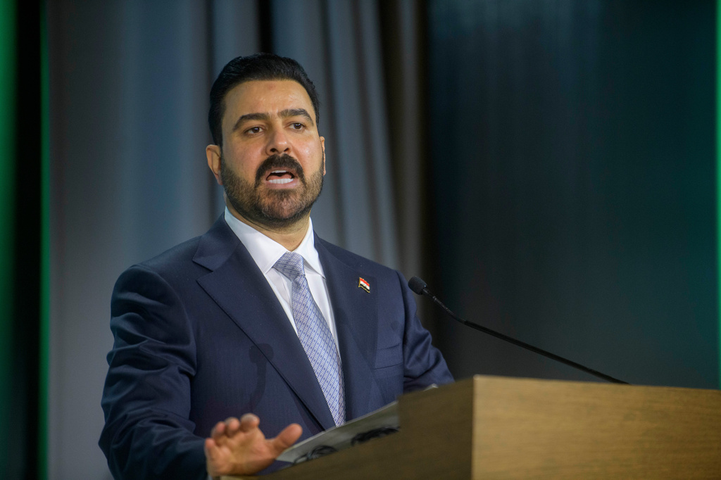 Iraqi Prime Minister Ali al-Zaidi speaks at the U.S. Iraq Business Summit at the U.S. Chamber of Commerce, Friday, July 17, 2026, in Washington. (AP Photo/Rod Lamkey, Jr.)