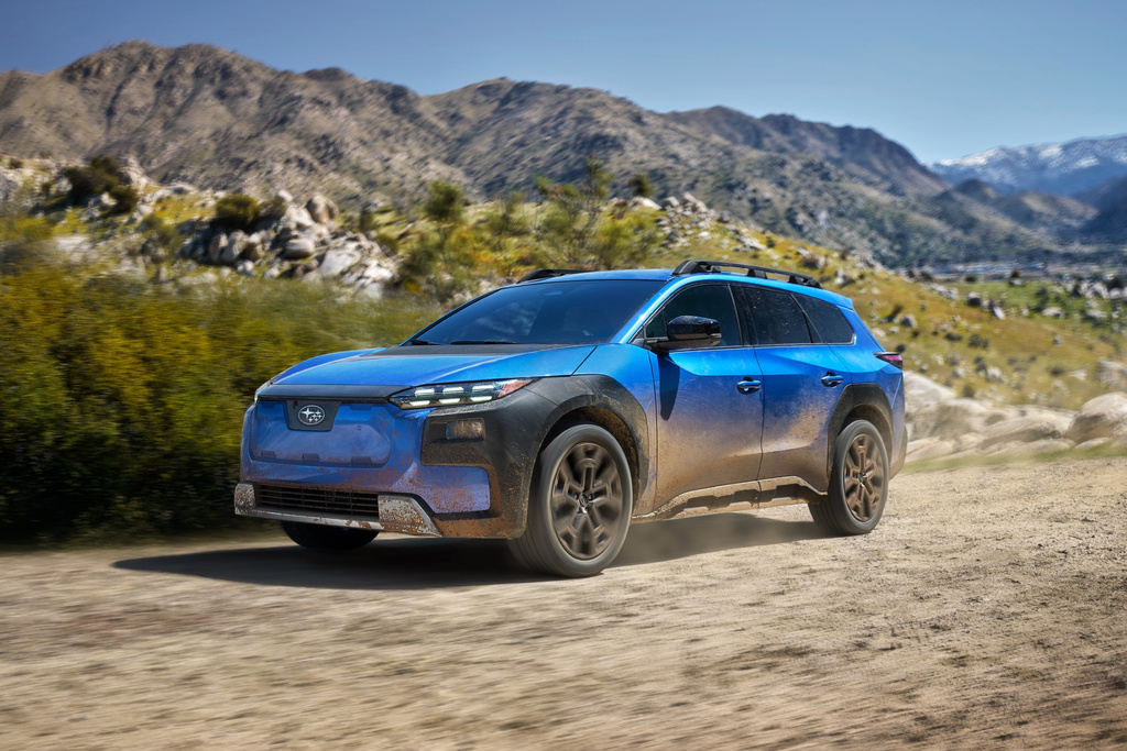 This photo provided by Subaru shows the 2026 Trailseeker, an EV that offers standard all-wheel drive and quick acceleration but only modest electric range. (Courtesy of Subaru of North America via AP)