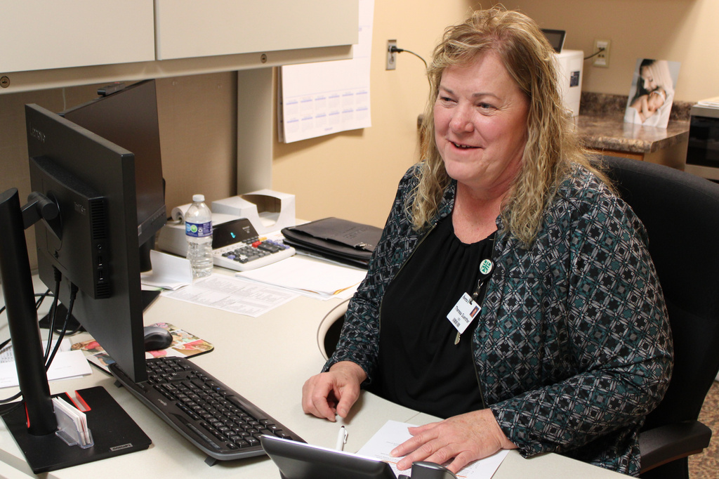 Avera Creighton Hospital CEO Theresa Guenther is seen in her office, Feb. 24, 2026, in Creighton, Neb. (AP Photo/Margery A. Beck)