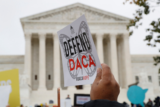 FILE - People rally outside the Supreme Court in support of the Deferred Action for Childhood Arrivals program (DACA), in Washington, Nov. 12, 2019. (AP Photo/Jacquelyn Martin, File) FILE - People rally outside the Supreme Court in support of the Deferred Action for Childhood Arrivals program (DACA), in Washington, Nov. 12, 2019. (AP Photo/Jacquelyn Martin, File)
