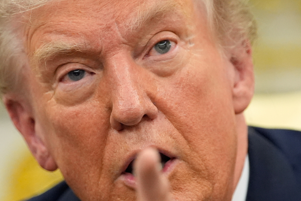 President Donald Trump speaks as he meets with NATO Secretary General Mark Rutte in the Oval Office of the White House, Wednesday, Oct. 22, 2025, in Washington. (AP Photo/Alex Brandon)