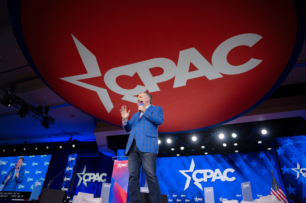 Sen. Ted Cruz, R-Texas, speaks at the Conservative Political Action Conference (CPAC) in Dallas, Saturday, March 28, 2026. (AP Photo/Gabriela Passos)