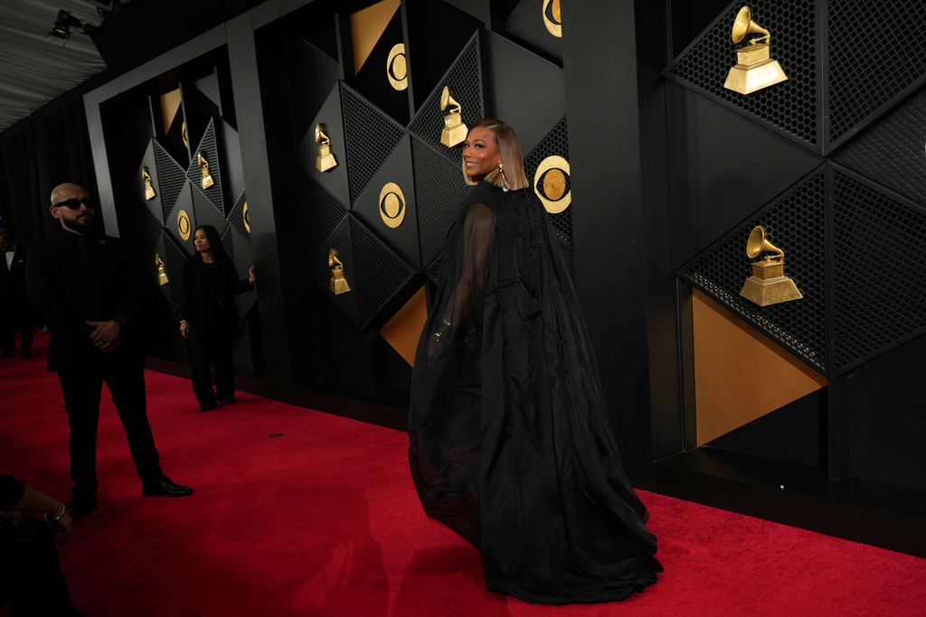 Queen Latifah arrives at the 68th annual Grammy Awards on Sunday, Feb. 1, 2026, in Los Angeles. (Photo by Jordan Strauss/Invision/AP)