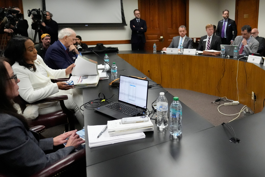 Fulton County District Attorney Fani Willis is seen at the Georgia State Capitol during questioning from a Georgia State Senate panel about her prosecution of President Donald Trump on Wednesday, Dec. 17, 2025, in Atlanta. (AP Photo/Brynn Anderson)