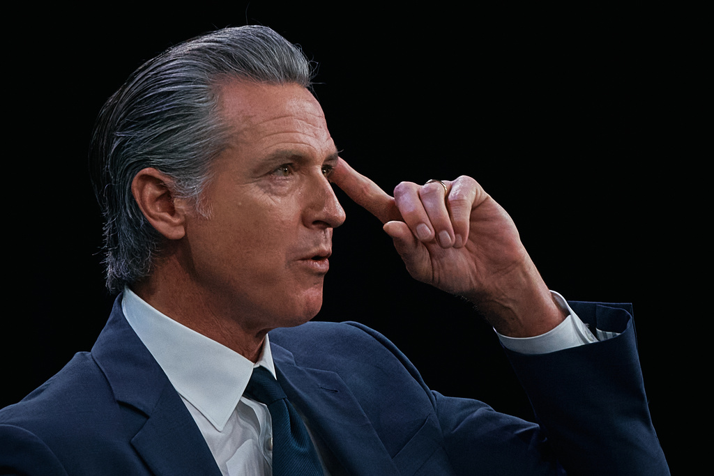 Governor of California Gavin Newsom speaks during the Clinton Global Initiative on Wednesday, Sept. 24, 2025, in New York. (AP Photo/Andres Kudacki)