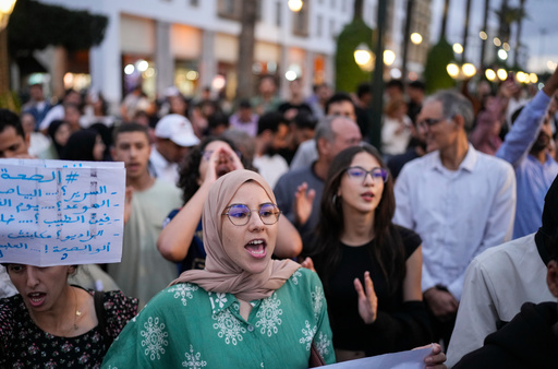 People take part in a youth-led protest against corruption and calling for education and healthcare reforms, in Rabat, Morocco, Thursday, Oct. 9, 2025. (AP Photo/Mosa'ab Elshamy) People take part in a youth-led protest against corruption and calling for education and healthcare reforms, in Rabat, Morocco, Thursday, Oct. 9, 2025. (AP Photo/Mosa'ab Elshamy)