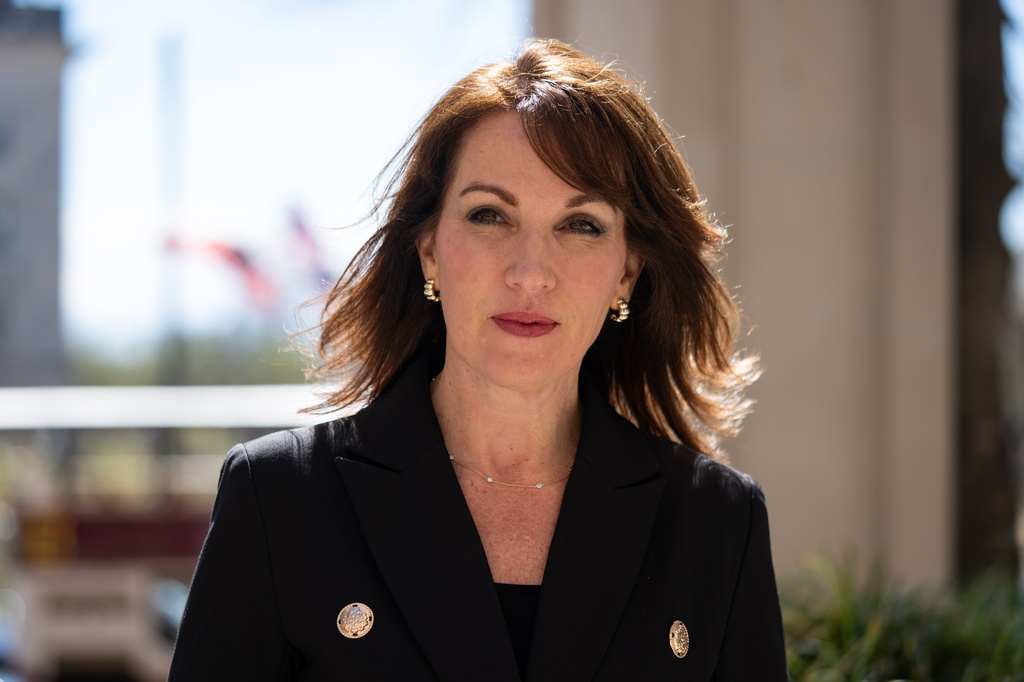 Tina Descovich poses for a portrait Monday, March 23, 2026, in Washington. (AP Photo/Allison Robbert)