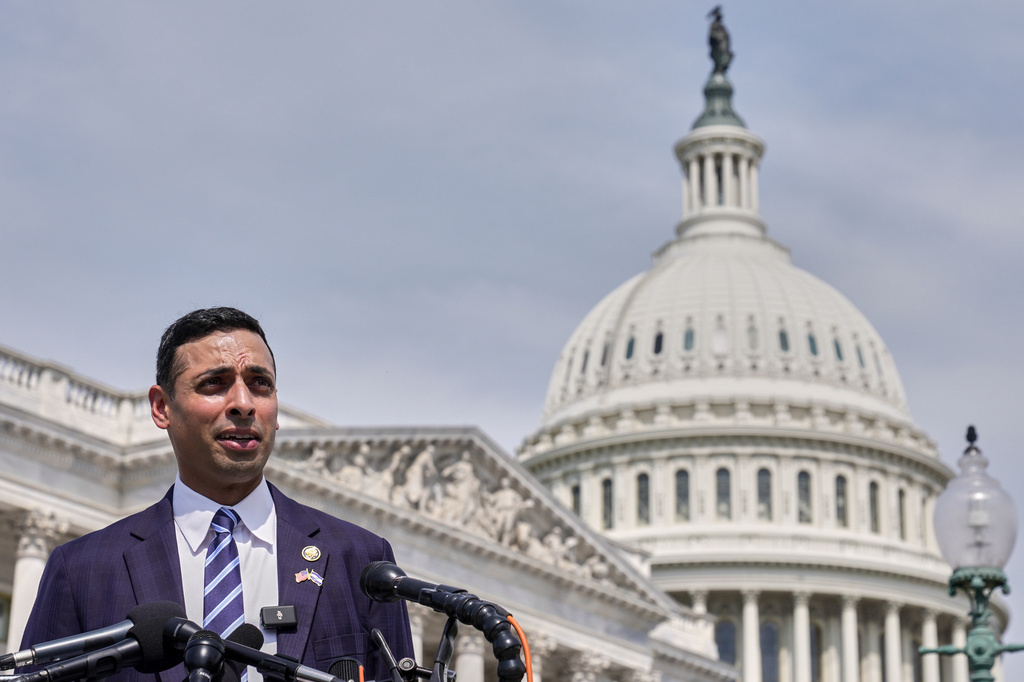 Rep. Suhas Subramanyam, D-Va., speaks during a news conference on the Temporary Protected Status of Salvadorans on Capitol Hill, Wednesday, Sept. 2, 2026, in Washington. (AP Photo/Mariam Zuhaib)