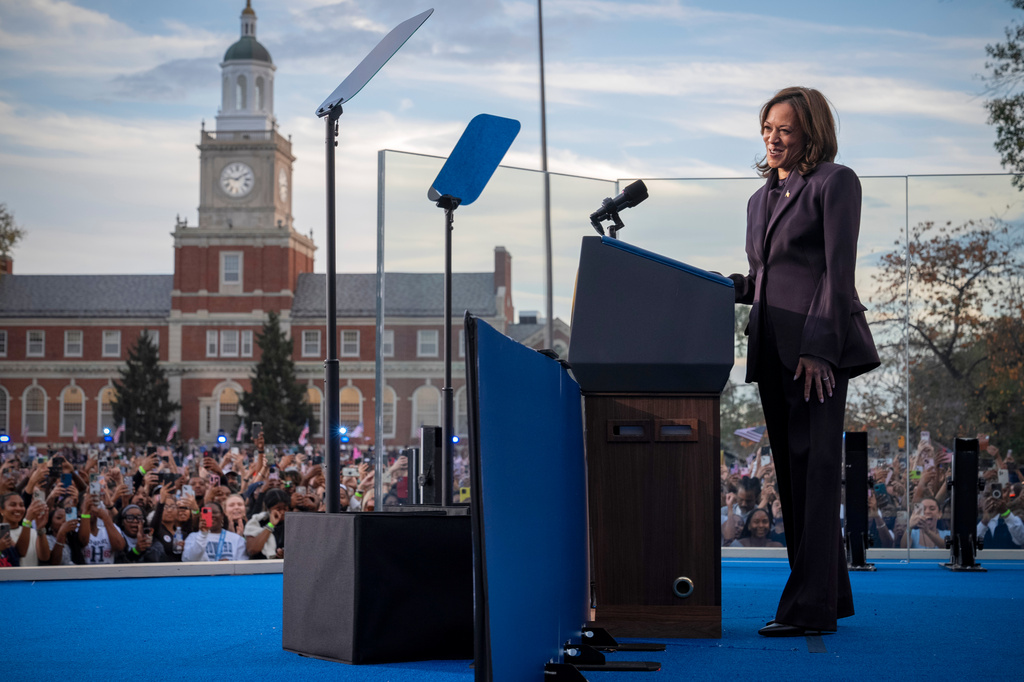 FILE - Democratic presidential nominee Vice President Kamala Harris delivers a concession speech for the 2024 Presidential election, Nov. 6, 2024, on the campus of Howard University in Washington. (AP Photo/Jacquelyn Martin, File)