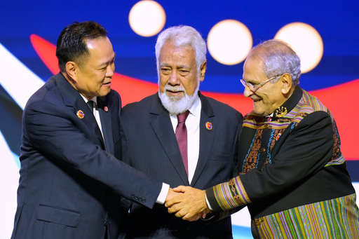 Thailand's Prime Minister Anutin Charnvirakul, from left, East Timor Prime Minister Kay Rala Xanana Gusmao and East Timor President Jose Ramos-Horta prepare to pose for a photo during the signing ceremony of the Declaration on the Admission of East Timor into ASEAN at the 47th ASEAN summit, in Kuala Lumpur, Malaysia, Sunday, Oct. 26, 2025. (AP Photo/Vincent Thian) Thailand's Prime Minister Anutin Charnvirakul, from left, East Timor Prime Minister Kay Rala Xanana Gusmao and East Timor President Jose Ramos-Horta prepare to pose for a photo during the signing ceremony of the Declaration on the Admission of East Timor into ASEAN at the 47th ASEAN summit, in Kuala Lumpur, Malaysia, Sunday, Oct. 26, 2025. (AP Photo/Vincent Thian)