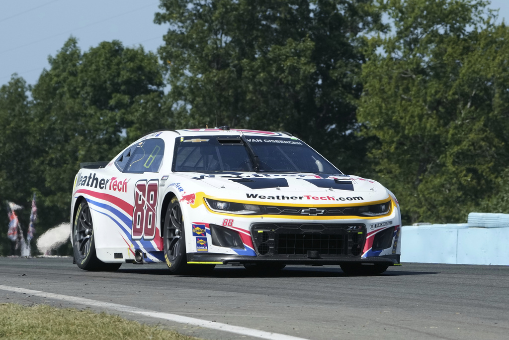 Shane van Gisbergen (88) drives during a NASCAR Cup Series auto race in Watkins Glen, N.Y., Sunday, Aug. 10, 2025. (AP Photo/Seth Wenig)