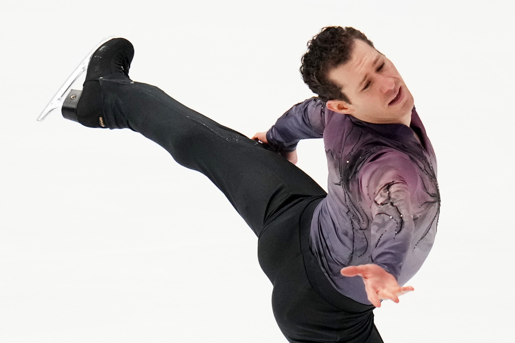 Jason Brown competes during the men's free skate competition at the U.S. Figure Skating Championships, Saturday, Jan. 10, 2026, in St. Louis. (AP Photo/Jeff Roberson)