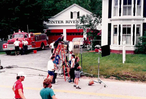 In this photo provided by East Corinth resident Sarah Polli, the Beetlejuice film crew prepares to shoot a scene in front Polli's home in June, 1987 in East Corinth, Vt. (Courtesy Sarah Polli) In this photo provided by East Corinth resident Sarah Polli, the Beetlejuice film crew prepares to shoot a scene in front Polli's home in June, 1987 in East Corinth, Vt. (Courtesy Sarah Polli)