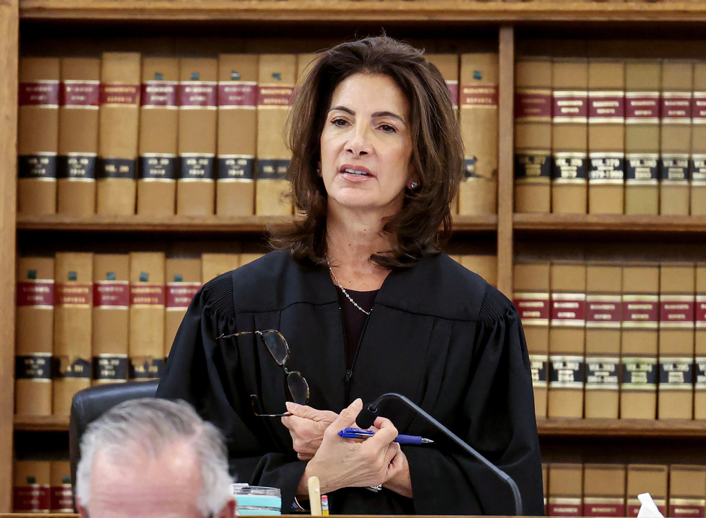 Judge Diane Frenier will be presding over the murder trial of Brian Walshe in Norfolk Superior Court in Dedham, Mass., Tuesday, Nov. 18, 2025. (Mark Stockwell/Boston Herald via AP, Pool)