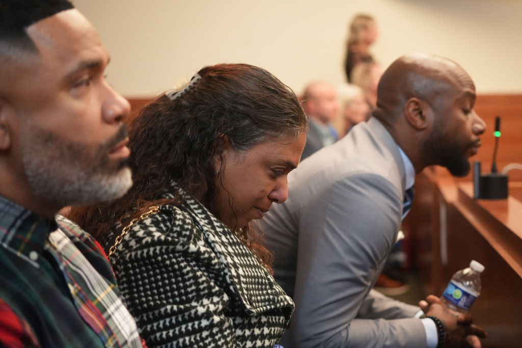 The mother of Casey Goodson, Tamala Payne, reacts to Jason Meade's reckless homicide guilty verdict in Meade's murder trial Thursday, May 7, 2026, in Columbus, Ohio. (Doral Chenoweth/The Columbus Dispatch via AP, Pool)