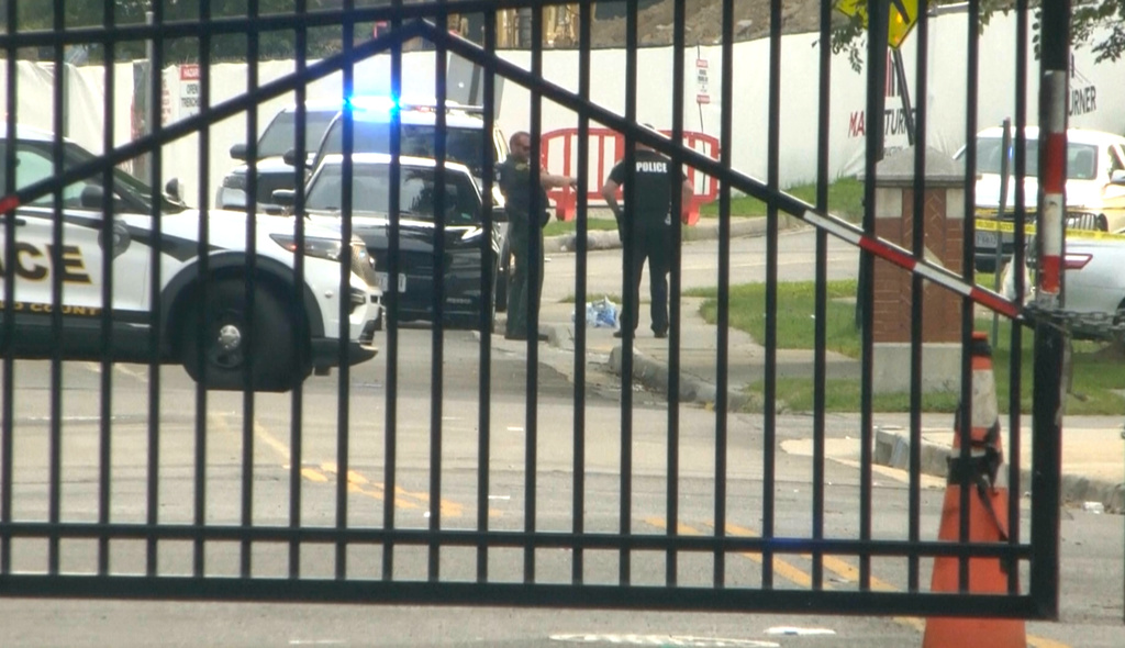 Police investigate the scene of a shooting on the campus of Virginia State University on Saturday, Aug. 15, 2026 in Petersburg, Va. (WWBT via AP)