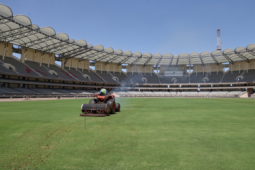 The Moi International Sports Centre in Kasarani, which has a seating capacity reduced to around 48,000 following major renovations, in Nairobi, Kenya, Friday, Oct. 10, 2025. (AP Photo)