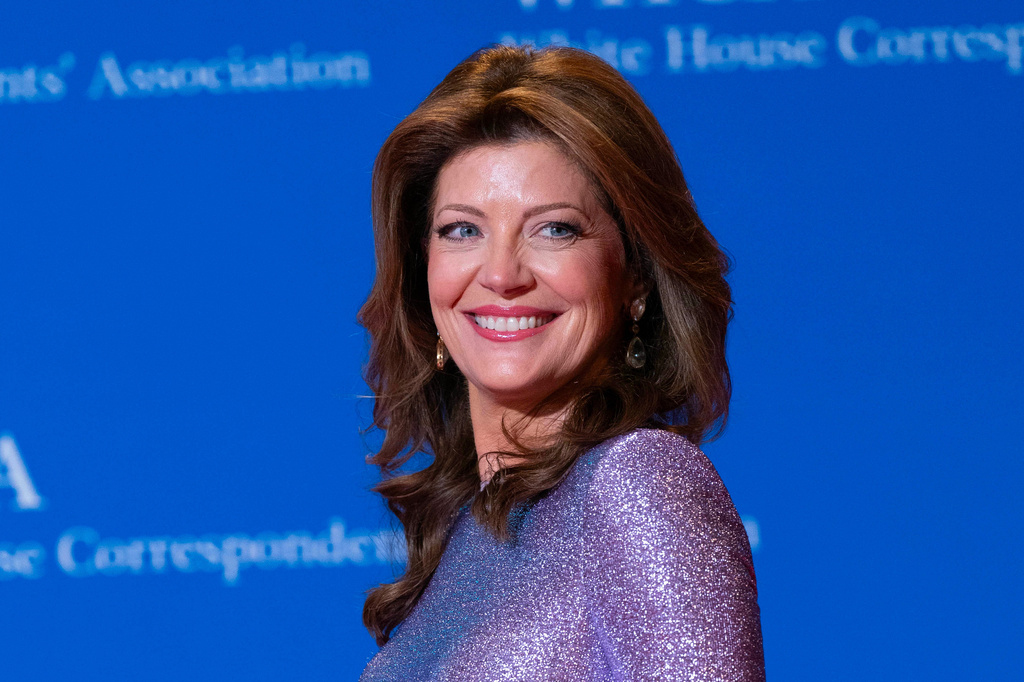 FILE - Norah O'Donnell poses as she arrives at the annual White House Correspondents' Association Dinner in Washington, April 25, 2026. (AP Photo/Jose Luis Magana, File)